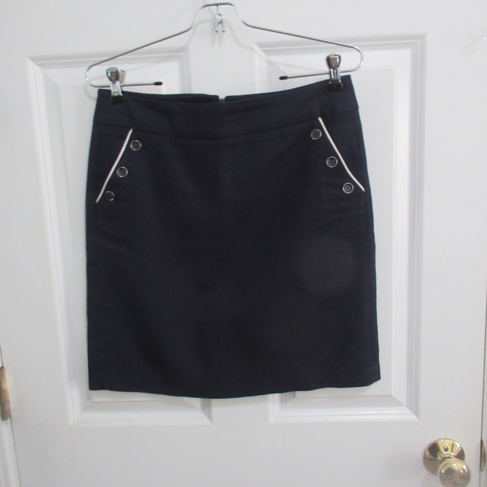 Darjoni Nautical Mini Skirt Womens 4 Navy Blue Sailor Button Pockets